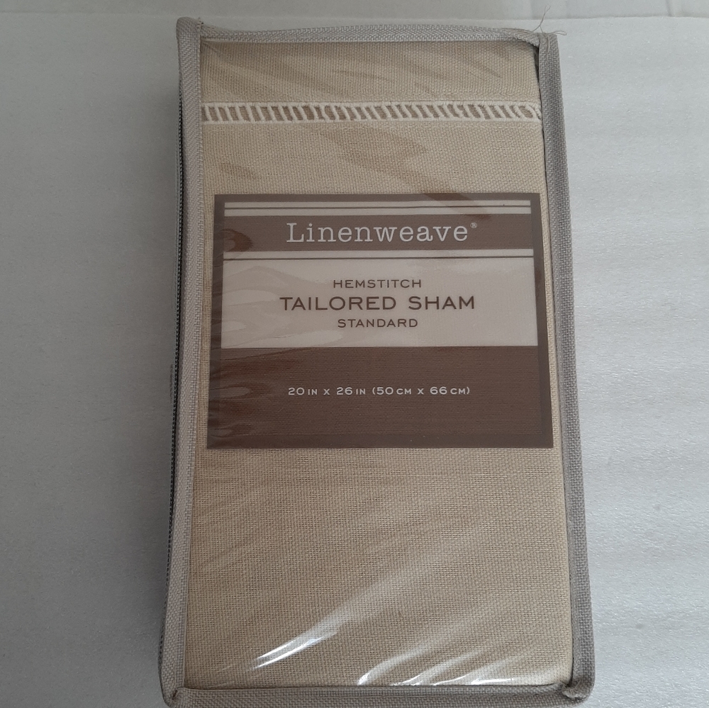 LEVINSOHN Linenweave Hemstitched Tailored Standard Sham STONE (1 sham)